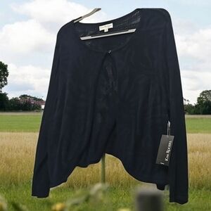 Kim Rogers curvy cardigan navy blue crocheted look NWT 1X